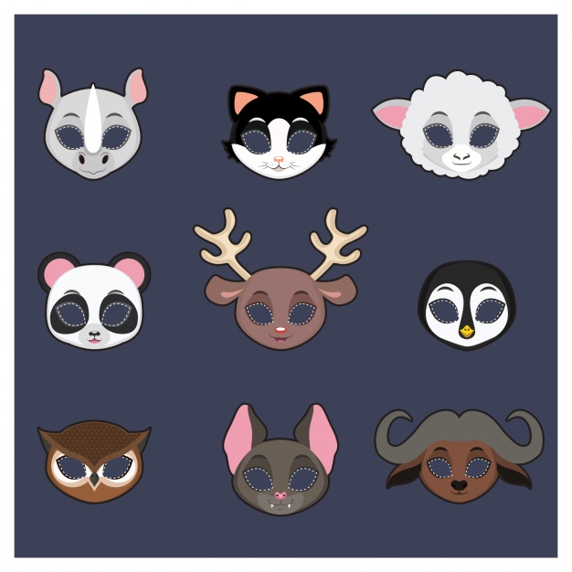 Máscaras de cartón de animales